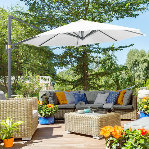 Rootz Free-Arm Parasol - Outdoor Sunshade - Garden Umbrella - 360° Rotating - Ø 2.94m x 2.48m