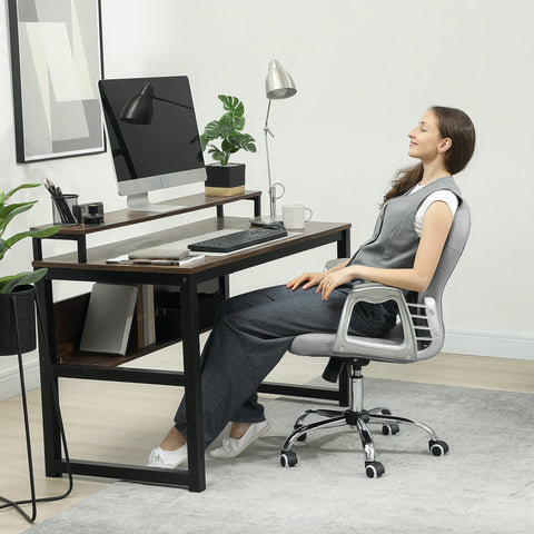 Rootz Ergonomic Office Chair - Desk Chair - Grey Seat - Padded Backrest for Comfort - 59.5cm x 60.103cm - Adjustable Height