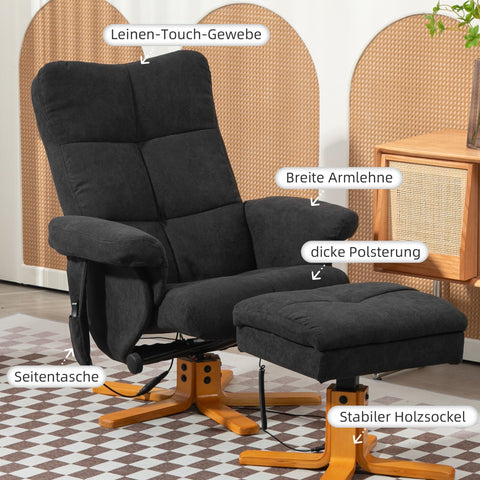 Rootz Massage Chair Recliner - Relaxation Seat - Cinema Chair - 145° Tilt - Polyester - 80cm x 86cm x 99cm