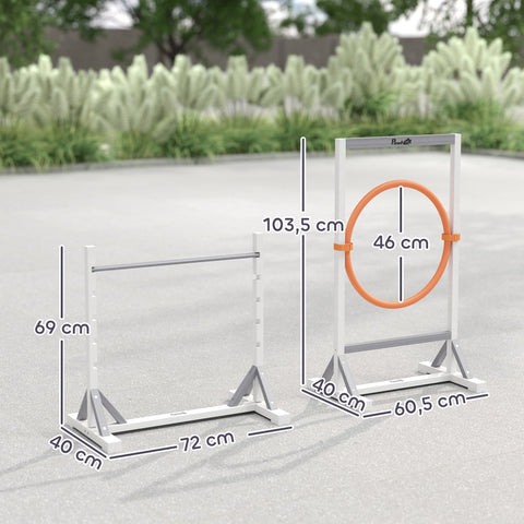 Rootz 4-Part Dog Agility Equipment Set - Training Kit - Exercise Gear - Height Adjustable - Fir Wood & Plastic - 72cm x 40cm x 69cm