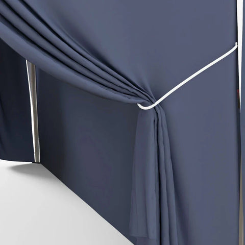 Rootz Folding Gazebo - Garden Gazebo - Height Adjustable - 2 Large Windows - Guy Rope - Carry Bag - Metal Frame - Steel - 100% Polyester - Blue - 297L x 297W x 286H cm