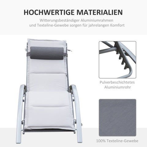 Rootz ligstoel - tuinligstoel - buitenfauteuil - ultiem comfort - 4-voudig verstelbare rugleuning - weerbestendige textielhoes - 170 cm x 64 cm x 82 cm - aluminium uitvoering