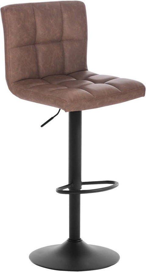 Rootz Bar Stool - Counter Stool - Adjustable Bar Chair - Ergonomic Comfort - Durable & Long-Lasting - Stable & Safe - Faux Leather & Metal - 44cm x 38cm x 92-114cm