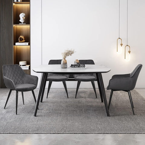 Rootz Velvet Dining Chair - Ergonomic Chair - Stylish Seating - Comfortable, Durable, Adjustable - 84cm x 41cm x 45cm