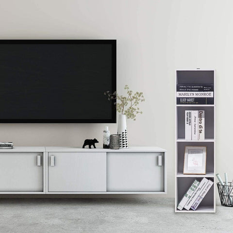 Rootz White Cube Shelf - Bookcase - Storage Organizer - MDF Board - Stable & Secure - Maximizes Space - Easy Assembly - 30cm x 106cm x 24cm