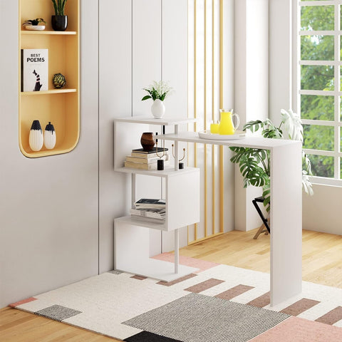 Rootz Multifunctional Rotating Bar Table - Storage Table - Revolving Table - Space-Saving - Ample Storage - Durable - 134cm x 112cm x 38cm