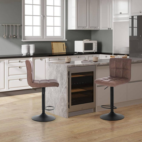 Rootz Bar Stool - Counter Stool - Adjustable Bar Chair - Ergonomic Comfort - Durable & Long-Lasting - Stable & Safe - Faux Leather & Metal - 44cm x 38cm x 92-114cm