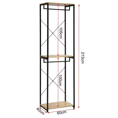 Rootz Multifunctioneel Kledingrek - Kledingorganisator - Kledingstandaard - Modern design - Duurzame constructie - Voldoende opbergruimte - 40 cm x 213 cm x 60 cm