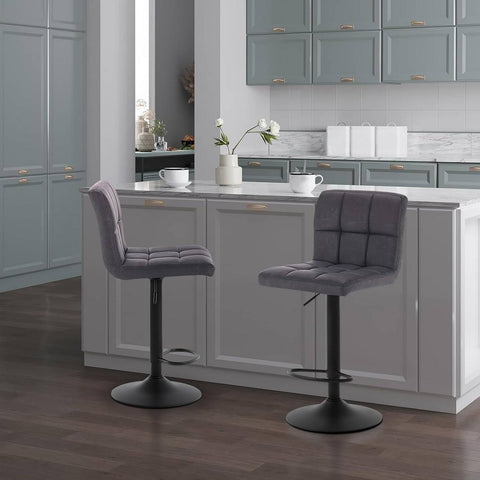 Rootz Bar Stool - Counter Stool - Adjustable Bar Chair - Ergonomic Design - Durable Construction - Versatile Use - Faux Leather and Metal - Seat: 44cm x 38cm, Height: 92cm-114cm