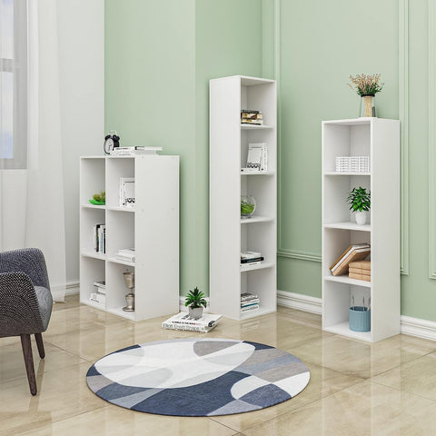 Rootz White Cube Shelf - Bookcase - Storage Organizer - MDF Board - Stable & Secure - Maximizes Space - Easy Assembly - 30cm x 106cm x 24cm
