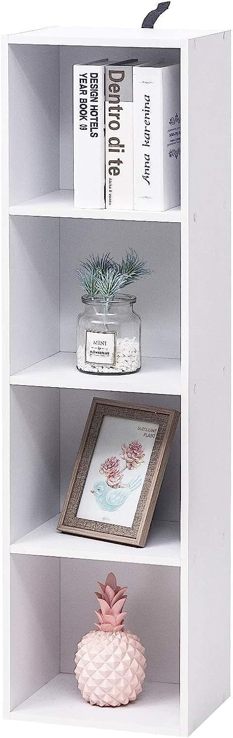 Rootz White Cube Shelf - Bookcase - Storage Organizer - MDF Board - Stable & Secure - Maximizes Space - Easy Assembly - 30cm x 106cm x 24cm