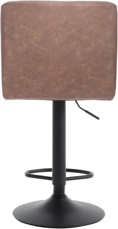 Rootz Bar Stool - Counter Stool - Adjustable Bar Chair - Ergonomic Comfort - Durable & Long-Lasting - Stable & Safe - Faux Leather & Metal - 44cm x 38cm x 92-114cm