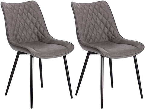 Rootz Set of 2 Dining Chairs - Kitchen Chairs - Modern Seating - Durable, Comfortable, Easy to Assemble - Faux Leather and Metal - 46cm x 40.5cm x 85.5cm