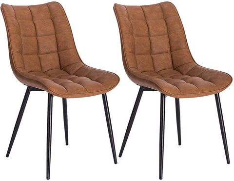 Rootz Set of 2 Dining Chairs - Faux Leather Chairs - Metal Leg Chairs - Comfortable Seating - Durable & Sturdy - Versatile Design - 46cm x 40.5cm x 85.5cm