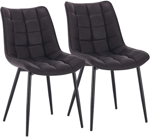 Rootz Set of 2 Dining Chairs - Kitchen Chairs - Modern Seating - Comfortable Faux Leather - Durable Metal Legs - Versatile Style - 46 x 40.5 cm Seat