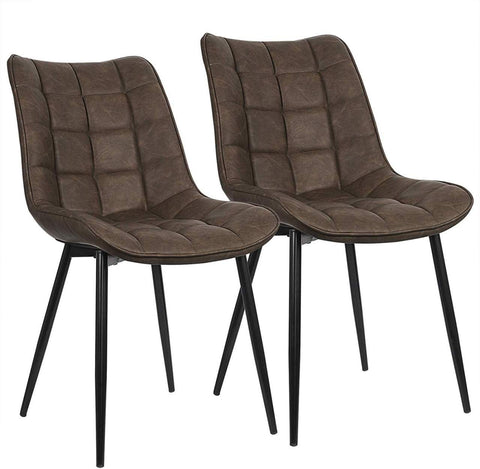 Rootz Set of 2 Dining Chairs - Kitchen Chairs - Upholstered Chairs - High-Density Foam Comfort - Durable Metal Frame - Versatile Style - 46cm x 40.5cm x 85.5cm