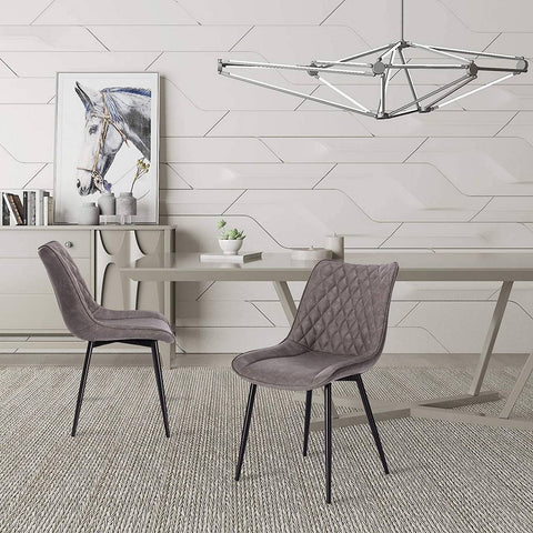 Rootz Set of 2 Dining Chairs - Kitchen Chairs - Modern Seating - Durable, Comfortable, Easy to Assemble - Faux Leather and Metal - 46cm x 40.5cm x 85.5cm