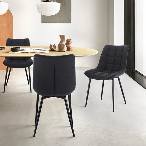 Rootz Modern Linen Dining Chairs - Metal Legs - Comfortable Seating - Durable and Sturdy - Versatile Design - 85.5cm x 46cm x 40.5cm