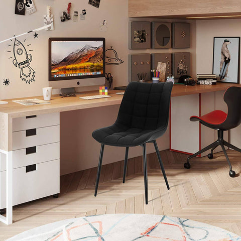 Rootz Modern Linen Dining Chairs - Metal Leg Chairs - Comfortable Seating - Durable & Sturdy - Versatile Design - 46cm x 40.5cm x 85.5cm