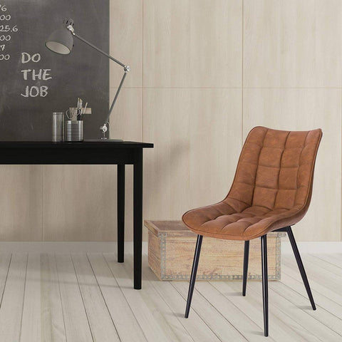 Rootz Set of 2 Dining Chairs - Faux Leather Chairs - Metal Leg Chairs - Comfortable Seating - Durable & Sturdy - Versatile Design - 46cm x 40.5cm x 85.5cm