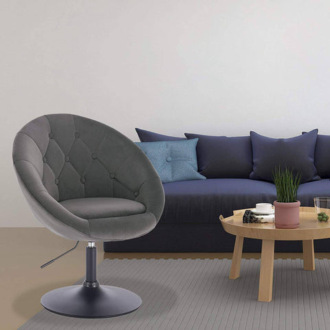 Rootz Velvet Swivel Lounge Chair - Elegant Chair - Comfortable Seating - High-Density Foam - Durable Metal Frame - Ergonomic Design - Adjustable Height - 81cm-93cm x 45cm-57cm x 40cm