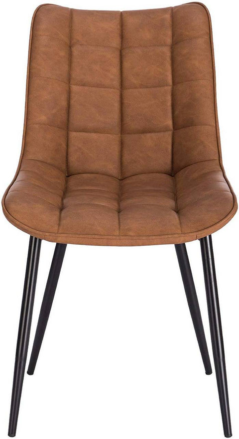 Rootz Set of 2 Dining Chairs - Faux Leather Chairs - Metal Leg Chairs - Comfortable Seating - Durable & Sturdy - Versatile Design - 46cm x 40.5cm x 85.5cm