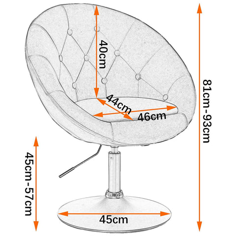Rootz Velvet Swivel Lounge Chair - Office Chair - Adjustable Chair - Ergonomic Design - Durable Velvet - Space-Saving - Easy Assembly - 81cm-93cm x 46cm x 44cm