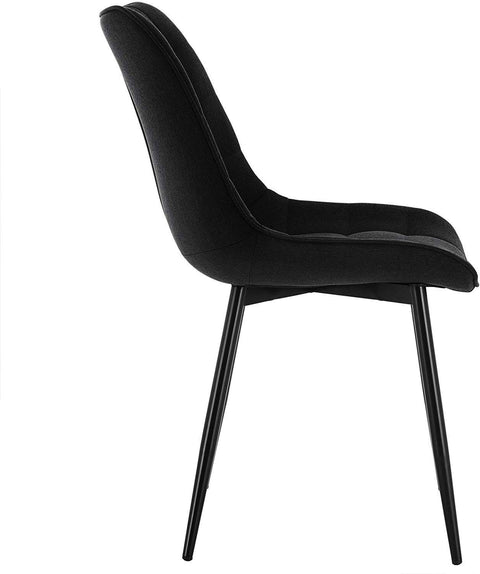 Rootz Modern Linen Dining Chairs - Metal Leg Chairs - Comfortable Seating - Durable & Sturdy - Versatile Design - 46cm x 40.5cm x 85.5cm