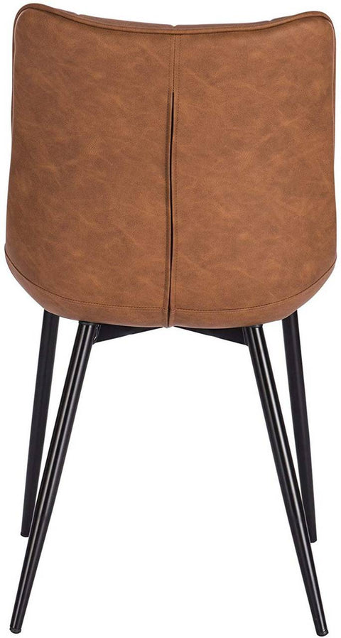 Rootz Set of 2 Dining Chairs - Faux Leather Chairs - Metal Leg Chairs - Comfortable Seating - Durable & Sturdy - Versatile Design - 46cm x 40.5cm x 85.5cm