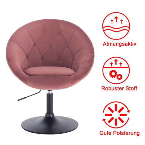 Rootz Velvet Swivel Lounge Chair - Office Chair - Adjustable Chair - Ergonomic Design - Durable Velvet - Space-Saving - Easy Assembly - 81cm-93cm x 46cm x 44cm