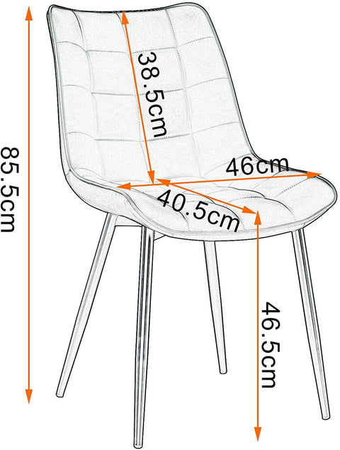 Rootz Set of 2 Dining Chairs - Faux Leather Chairs - Metal Leg Chairs - Comfortable Seating - Durable & Sturdy - Versatile Design - 46cm x 40.5cm x 85.5cm