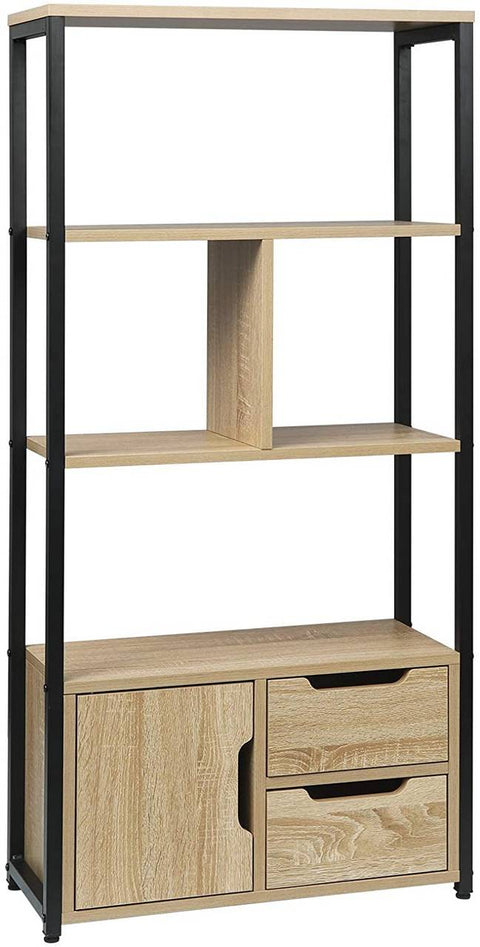 Rootz Standing Shelf Bookcase with Cupboard - Bookshelf - Storage Cabinet - Elegant Design - Durable Construction - Eco-Friendly Materials - 58cm x 24cm x 120cm
