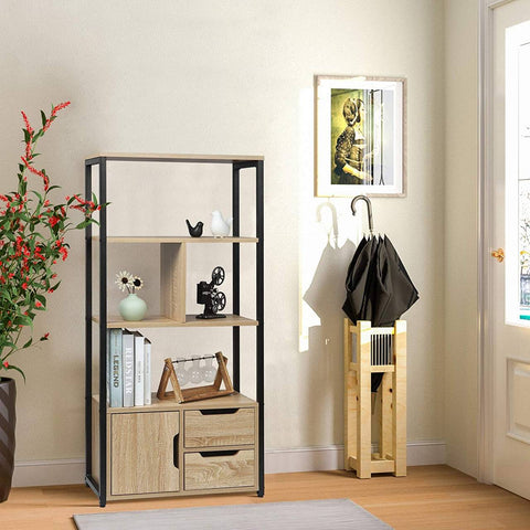 Rootz Standing Shelf Bookcase with Cupboard - Bookshelf - Storage Cabinet - Elegant Design - Durable Construction - Eco-Friendly Materials - 58cm x 24cm x 120cm