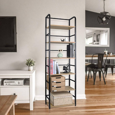 Rootz Industrial Style Standing Shelf - Storage Rack - Bookcase - Elegant Design - Robust Construction - Eco-Friendly Materials - 50cm x 30cm x 176cm