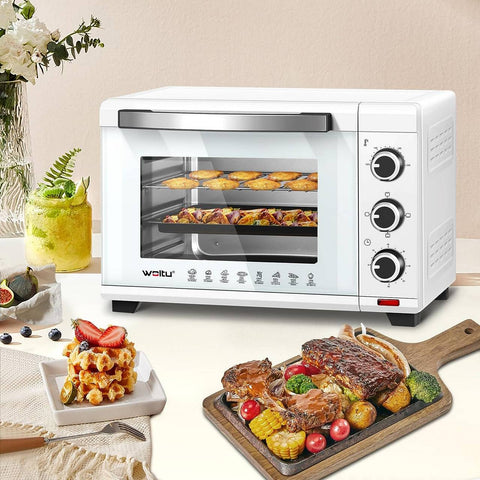 Rootz Mini Oven - Compact Electric Cooker - Baking and Grilling Oven - Intelligent Temperature Control - Spacious 28L Capacity - Safe Double Glass Door - 47.4cm x 29.5cm x 29.3cm