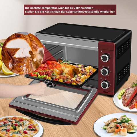 Rootz High-Performance Mini Oven - Compact Kitchen Appliance - Electric Oven - Fast Heating - Large Capacity - Easy Clean - 51.8cm x 32.5cm x 37.8cm