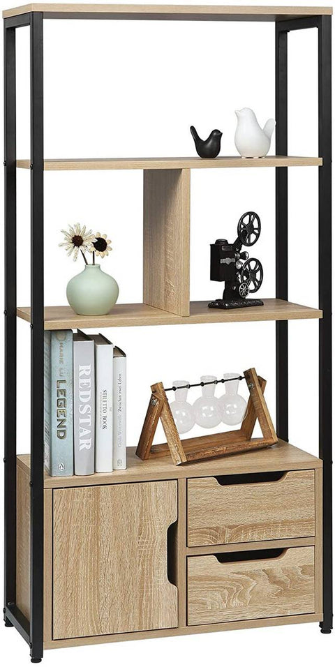 Rootz Standing Shelf Bookcase with Cupboard - Bookshelf - Storage Cabinet - Elegant Design - Durable Construction - Eco-Friendly Materials - 58cm x 24cm x 120cm