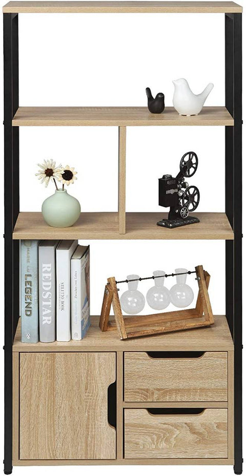 Rootz Standing Shelf Bookcase with Cupboard - Bookshelf - Storage Cabinet - Elegant Design - Durable Construction - Eco-Friendly Materials - 58cm x 24cm x 120cm