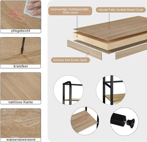 Rootz Industrial Style Standing Shelf - Storage Rack - Bookcase - Elegant Design - Robust Construction - Eco-Friendly Materials - 50cm x 30cm x 176cm