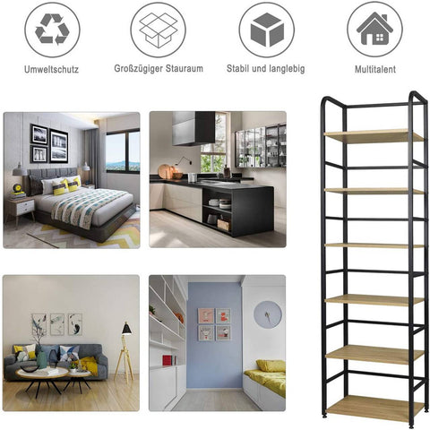 Rootz Industrial Style Standing Shelf - Storage Rack - Bookcase - Elegant Design - Robust Construction - Eco-Friendly Materials - 50cm x 30cm x 176cm