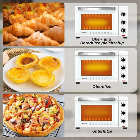 Rootz 32L Mini Oven - Compact Oven - Countertop Oven - Fast Heating - Large Capacity - Easy Clean - 51.8cm x 32.5cm x 37.8cm