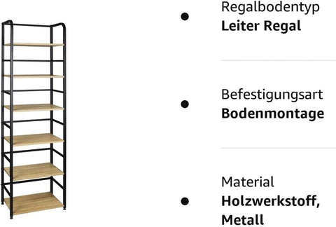 Rootz Industrial Style Standing Shelf - Storage Rack - Bookcase - Elegant Design - Robust Construction - Eco-Friendly Materials - 50cm x 30cm x 176cm