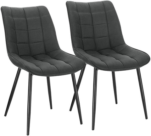Rootz Set of 2 Dining Chairs - Kitchen Chairs - Upholstered Chairs - Comfortable Quilted Seat - Durable Metal Legs - Ergonomic Backrest - 46 x 40.5 cm Seat Size