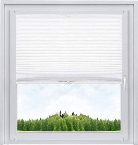 Rootz Pleated Klemmfix Blind - Pleated Shade - Crushed Optic Blinds - Sun Protection - 85cm x 220cm