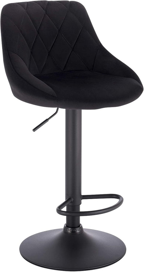 Rootz Velvet Bar Stool - Adjustable Counter Chair - Swivel Seat - Comfortable High-Density Foam - Easy Assembly - 84cm-106cm x 35cm x 38cm