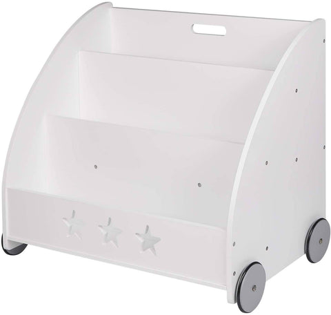 Rootz Children's Bookshelf - Kids' Storage Organizer - Nursery Bookcase - Safe MDF Material, Decorative Design, Mobile with Wheels - 62cm x 57cm x 42cm