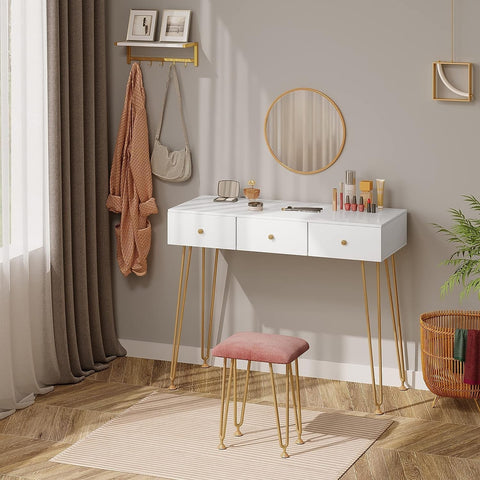 Rootz Elegant Dressing Table Set - Vanity Table - Makeup Desk - Enhanced Visual Clarity - Multi-functional Design - Luxurious Materials - 100cm x 40cm x 79cm