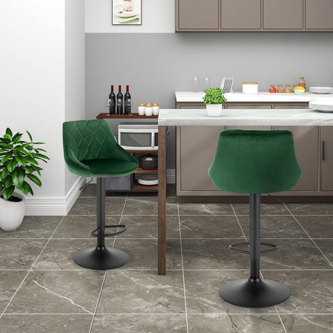 Rootz Velvet Bar Stool - Adjustable Counter Chair - Swivel Barstool - Comfortable, Versatile, Sturdy - 84cm-106cm x 35cm x 38cm
