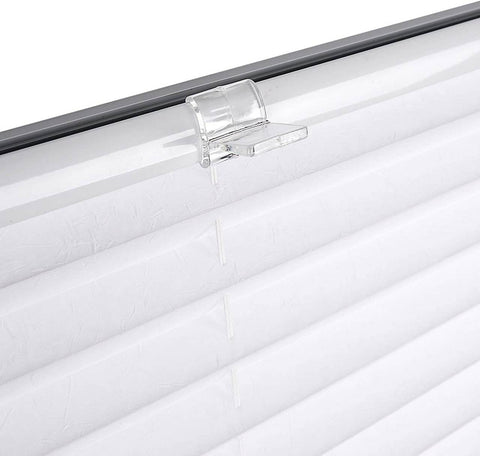 Rootz Pleated Blinds - Clamping Fix - Window Privacy - Sun Protection - White 85x100 cm - Easy Installation - No Drilling - Breathable Polyester