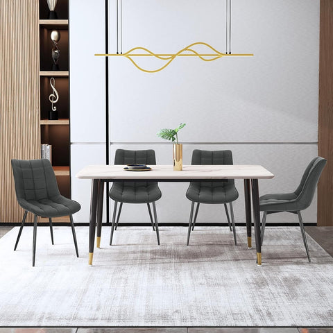 Rootz Set of 2 Dining Chairs - Kitchen Chairs - Upholstered Chairs - Comfortable Quilted Seat - Durable Metal Legs - Ergonomic Backrest - 46 x 40.5 cm Seat Size